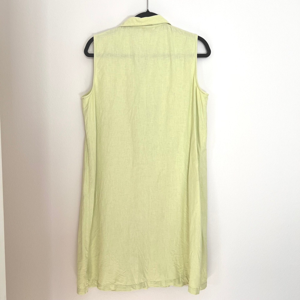 Vintage Talbots Green Linen Shirt Dress Sleeveless Classic Knee length Womens 12 - Picture 2 of 10